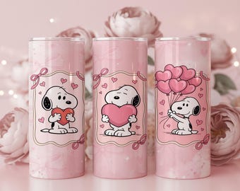 Puppy Hearts Tumbler Wrap PNG | Girly Cartoon Design (Digital Download)