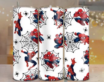 Emballage de gobelet Spiderman : dessin animé 3D par sublimation (téléchargement numérique)