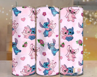Emballage pour gobelet Comic Love Stitch 20 oz, sublimation PNG (téléchargement numérique)