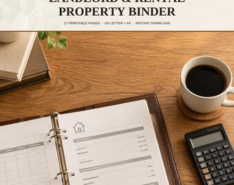 Landlord Rental Property Binder Printable | Tenant Record Rent Payment Log Expense Tracker | Inspection Turnover Checklist PDF Letter A4