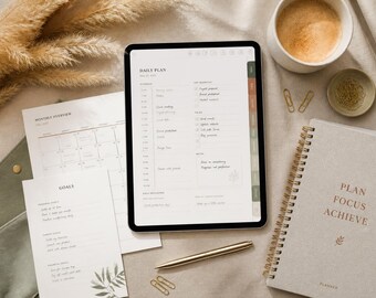 Ultimate Digital Planner Undated | Printable PDF Planner | GoodNotes iPad | Weekly Monthly Daily | Habit & Budget Tracker | Instant Download