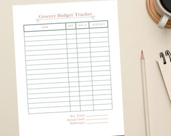 Grocery Budget Tracker | Printable Shopping Budget Planner | Digital Download PDF
