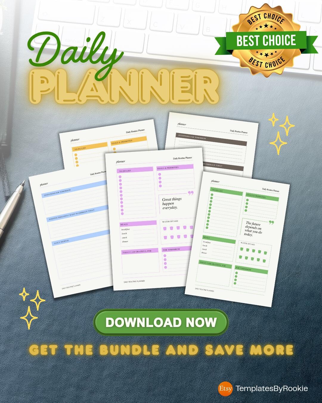 Weekly Panner Routine Printable Printable Daily Routine Planner Bundle: Habit & Meal Tracker (PDF) - Etsy