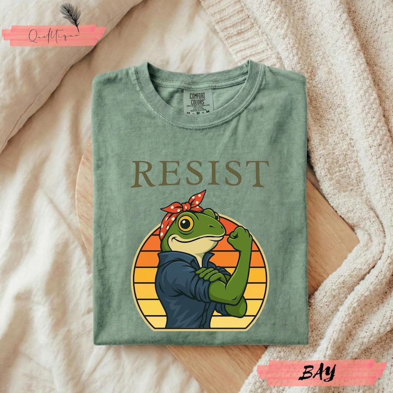 Comfort Colors® Frog Rosie Riveter RESIST T-shirt | Feminist Protest ...