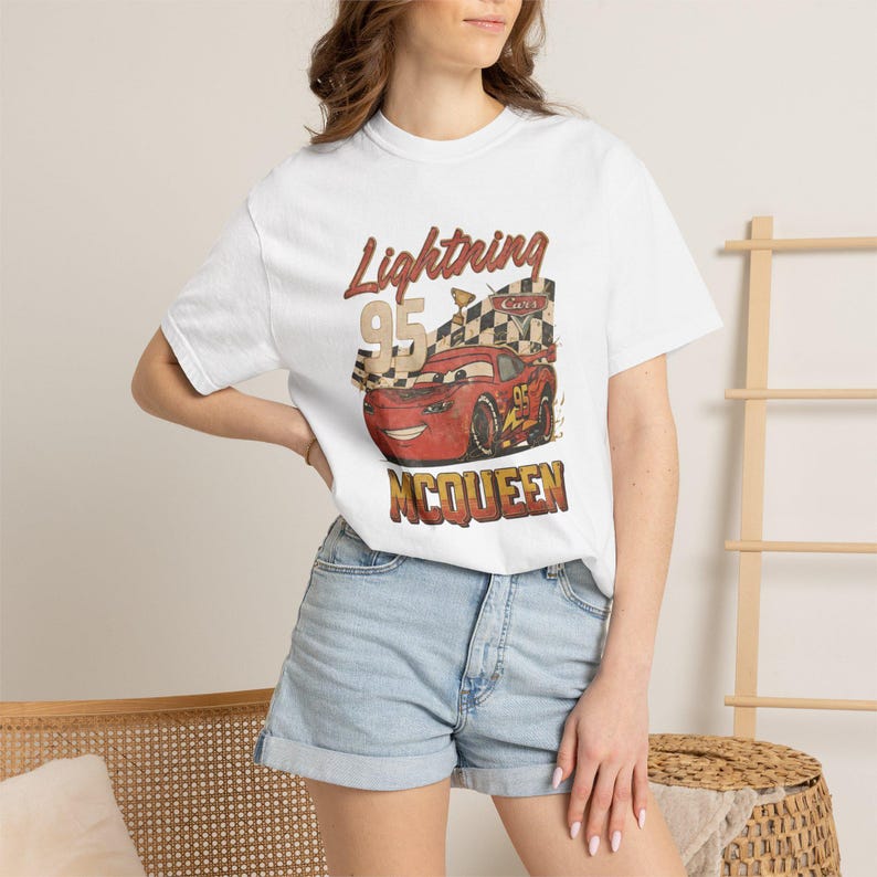 Comfort Colors® Vintage Lightning McQueen Shirt, Disney Cars Shirt, Lightning McQueen Tee, Cars Movie Shirt, Race Car Graphic Tee image 4