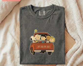 Shirt Comfort Colors® Peanuts Gang Pumpkin Truck, Snoopy Fall T-shirt Charlie Brown, T-shirt Pumpkin Patch Farmhouse, Gezellig Herfstcadeau