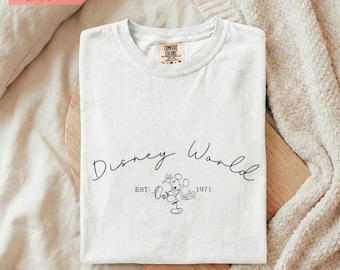 Comfort Colors® Disney World Script with Mickey Outline T-Shirt | Minimal Disney Tee