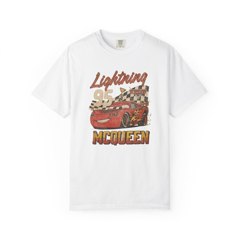 Comfort Colors® Vintage Lightning McQueen Shirt, Disney Cars Shirt, Lightning McQueen Tee, Cars Movie Shirt, Race Car Graphic Tee image 3