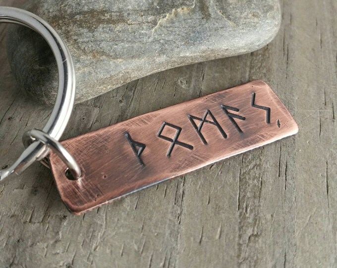Rustic Copper Viking Runes Keychain Elder Futhark Runes - Etsy