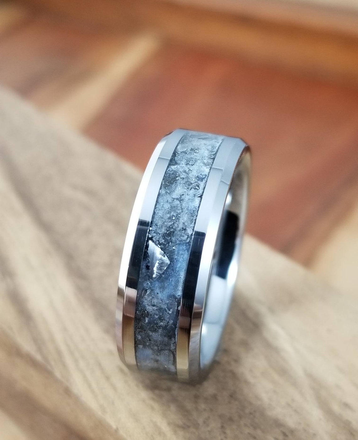 Tungsten Meteorite Glow Ring Meteorite Ring Blue Glow Ring | Etsy