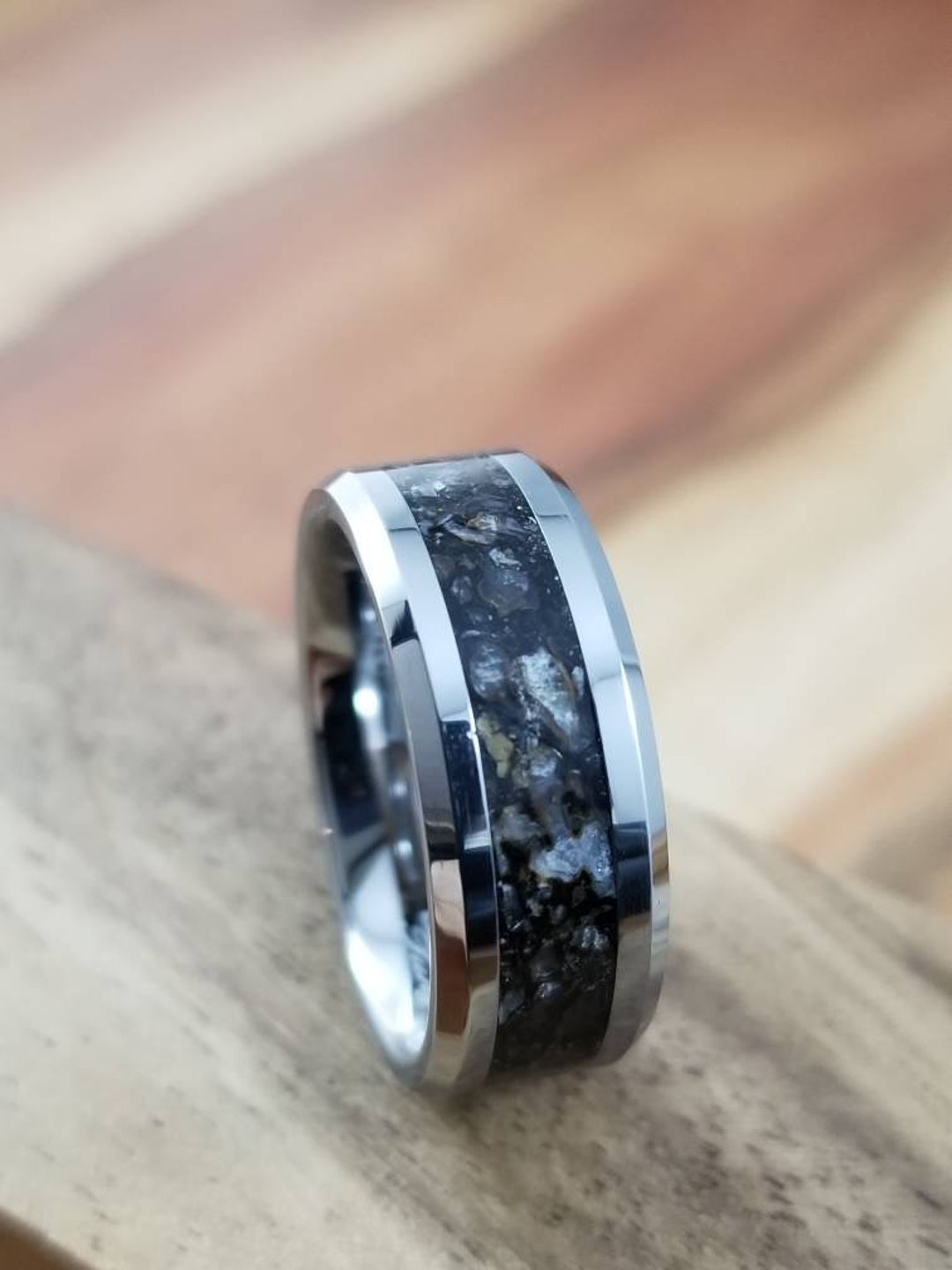 Tungsten Dinosaur Bone Ring Bone Inlay Ring Men's Dinosaur Bone Ring