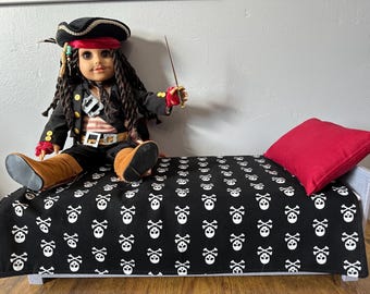 Boy Pirate themed Handmade 18” American Girl Doll Bedding Set with Pillow.