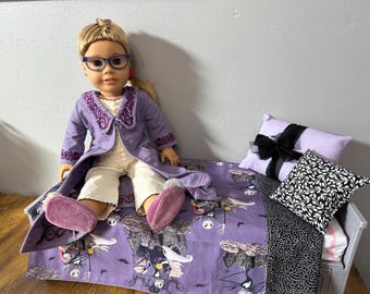 Nightmare Before Christmas Reversible 18” American Girl Doll Bedding Set with Pillows.