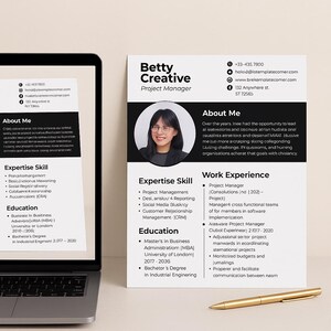 Modern Resume Template Canva for Women | Editable CV Template in Canva | Professional Feminine Curriculum Vitae Download