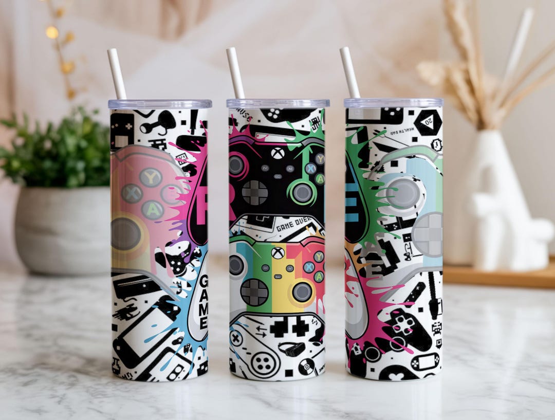 Gamer 20oz Tumbler Wrap PNG | Video Game Controller Sublimation Design ...