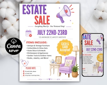 Estate Flyer Template: Customizable Canva Design (Digital Download)