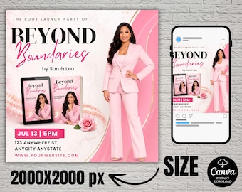 Book Launch Event, Author Book Launch Party, Business Event Flyer, Modern E-Book Launch Template, Editable Canva DIY Holistic and Wellness