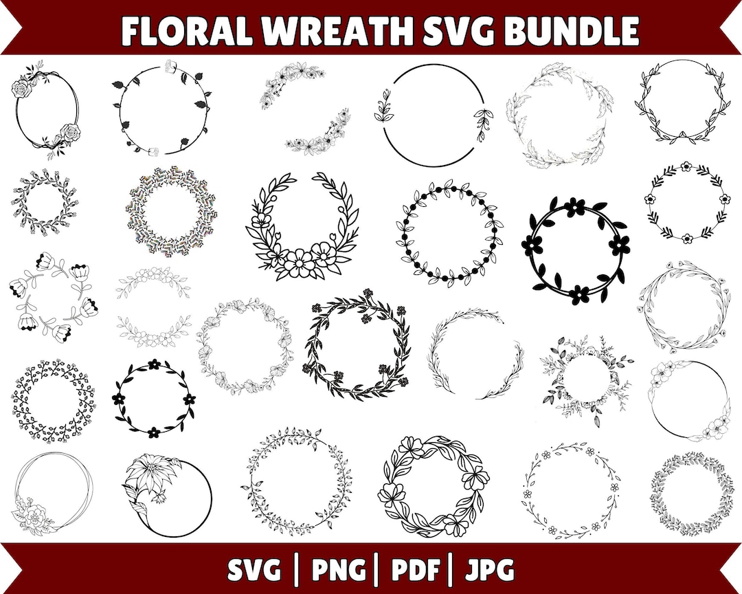 Floral Wreath SVG Bundle: Wedding Circle Frame (digital Download) - Etsy