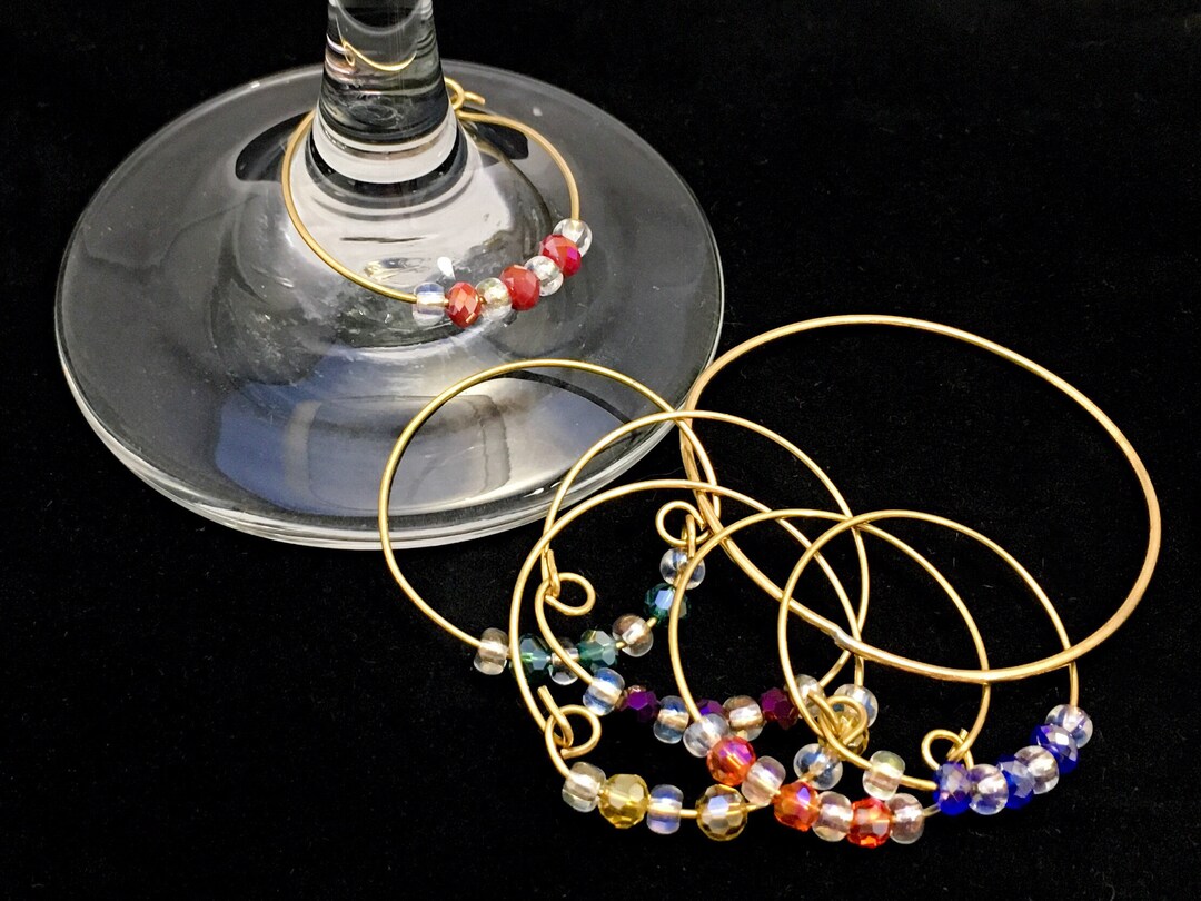 Beaded Wine Glass Stem Charms Set of 6 MX13007009 Etsy