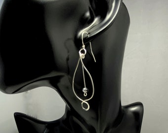 Silver Filled and Black and Silver Crystal earrings (MX-21006-009)