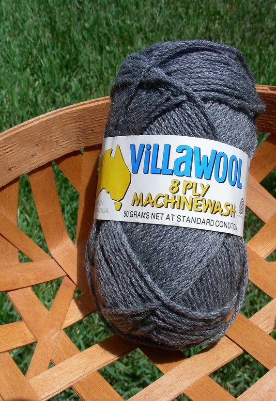 Villawool Grey gray wool yarn 8 ply machine washable 50 grams Etsy