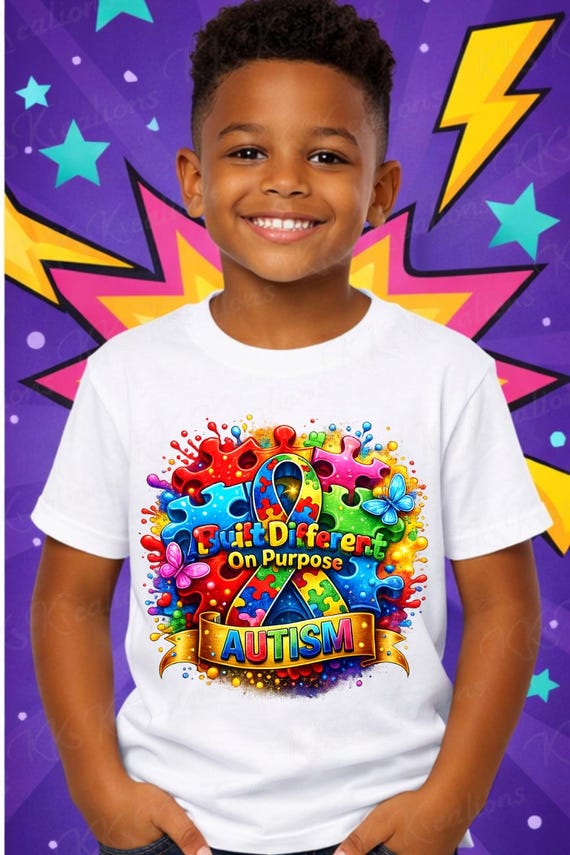 Autism Awareness Shirt: Built Different On Purpose Puzzle Tee, Neurodivergent Support Kids Shirt