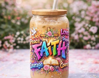 Faith Christian Tumbler Wrap, Graffiti Style Cross, Bible Verse Design (Digital Download)