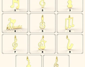 Jewelry making charm, Gold Plated Music Charm: Add-on for Bracelet or Necklace