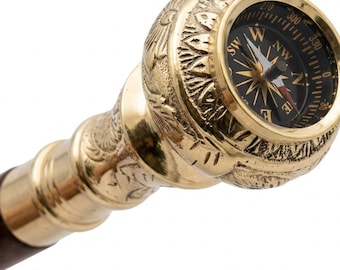 ビクトリアン調ハンドル 真鍮製木製杖 アンティーク ヴィンテージ デザイナーギフト