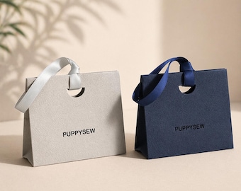 50pcs 15.5×7.5×13.5 cm Custom Paper Gift Bags with Removable Ribbon, Print Logo, Jewelry Packaging, Personalized jewelry bag