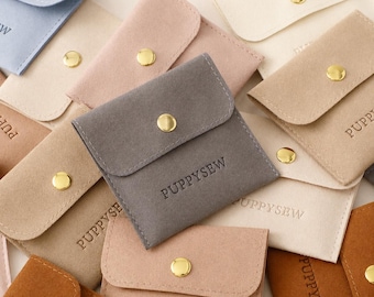 50pcs Personalized Jewelry Packaging Set, Microfiber Envelope Bag with Insert Card, Custom Logo, Wedding Favor,Personalized jewelry bag