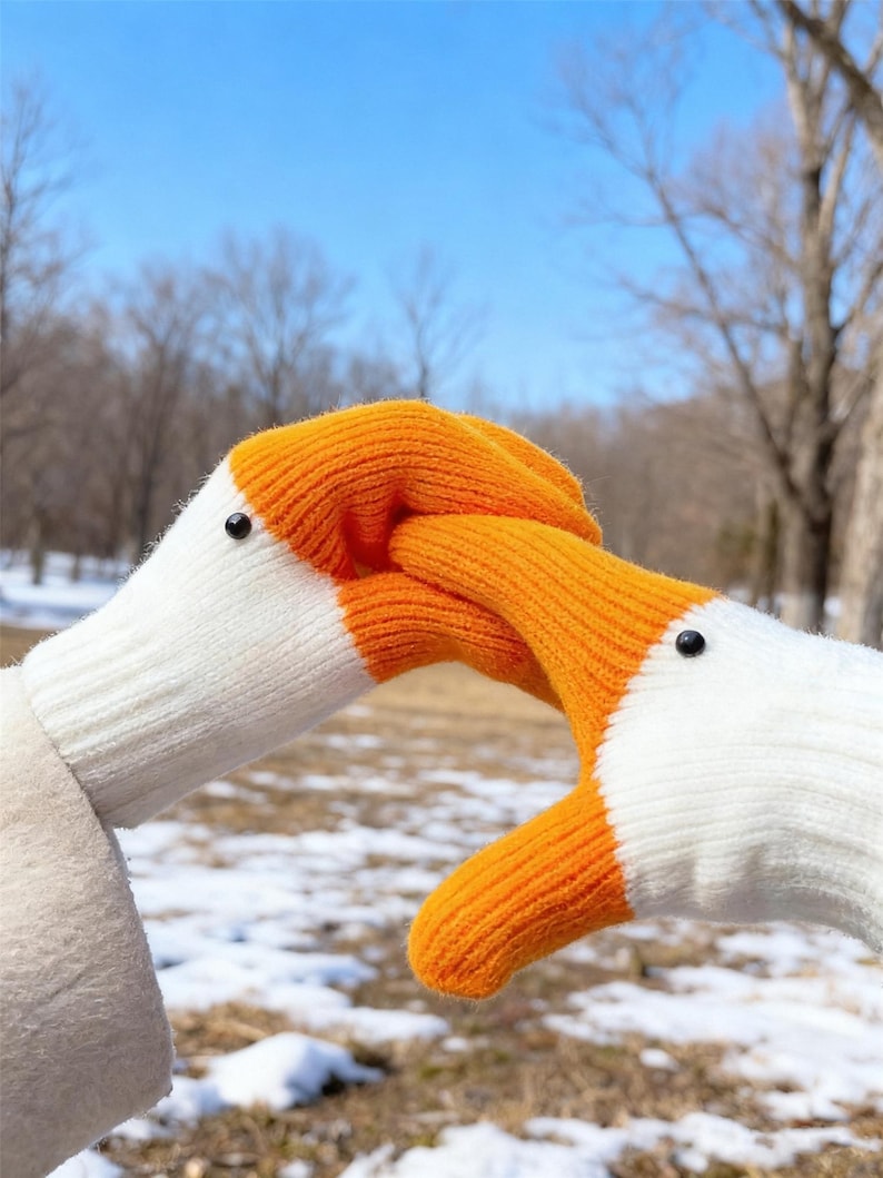 Winter Goose Gloves - Funny 3D Design, stretchy winter warm knit mittens,Handmade Crochet Knit Animal Gloves, Thermal Lined for Outdoor Use image 7