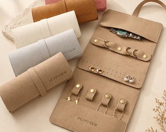50pcs Custom Microfiber Jewelry Roll, Personalized Travel Organizer, Deboss Logo, Necklace Ring Holder, Bridesmaid Gift