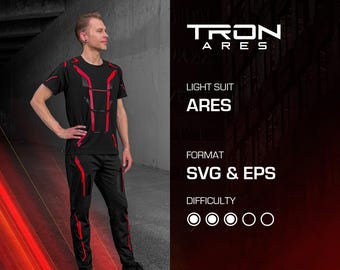 TRON: Ares - Ares Inspired Run / Jogging Light Suit Pattern; Costume Cosplay Shirt / Pants;  Men / Woman; EPS / SVG / Vector File