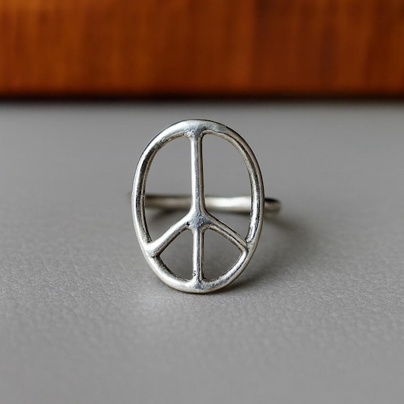 Sterling Silver Peace Sign Ring, Minimalist Boho Jewelry - Etsy Israel