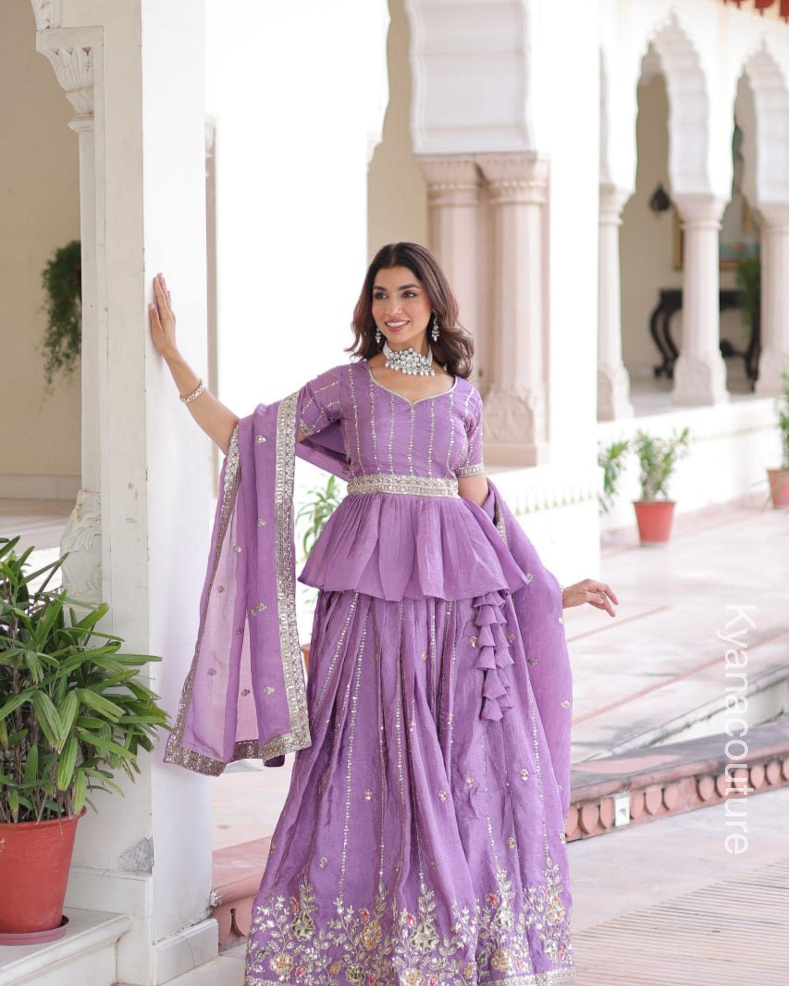 strapless open back dress Lilac Peplum Sharara – MARKET