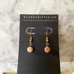 Beige rose quartz drop earrings with 18K gold plated traditional hooks