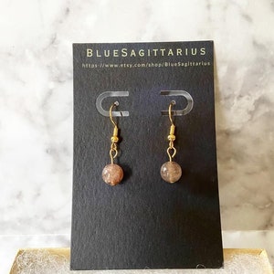 Smoky rose quartz drop earrings with 18K gold plated traditional hooks