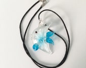 Light blue murano glass angelfish necklace