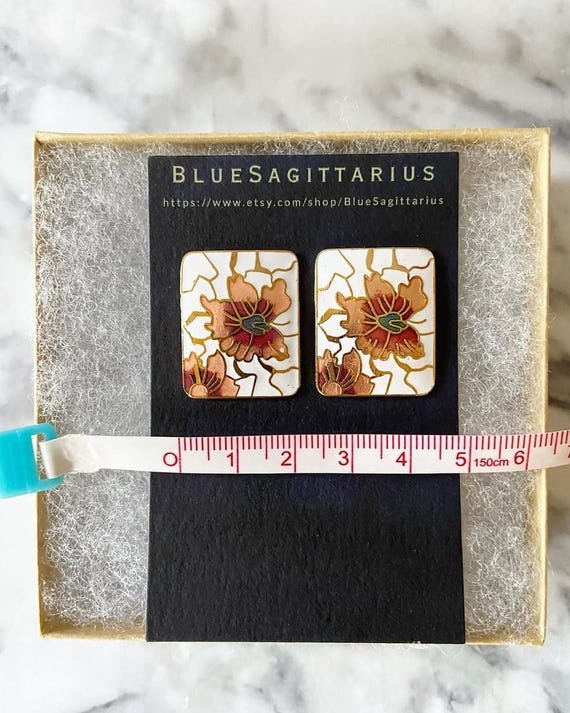 Vintage large white peach rectangular floral cloi… - image 5