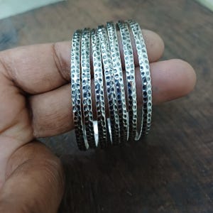925 Sterling Silber, 7 Set Armreifen, 7 Set Armreifen, Geschenk für Mutter, Silber Armreif für Sie / ihn, handgemachte Armreifen, Geschenk für jeden Anlass