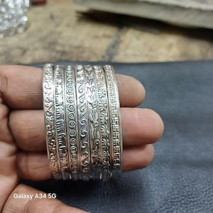 7 Set Bangle Sterling Silber Bangle Set: Handgemachte 925 Silber Armreif Geburtstagsgeschenk Valentinstag 7 Set Bangle Sterling Silber Bangle Set