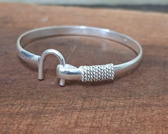 Handmade Caribbean Hook Bracelet: Adjustable Bracelet 925 Sterling Silver Bangle , Valentine Day Gift