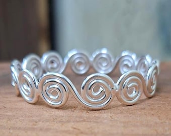 Handgemachtes Sterling Silber Spiral Armband: Antik Altgriechisch Armreif