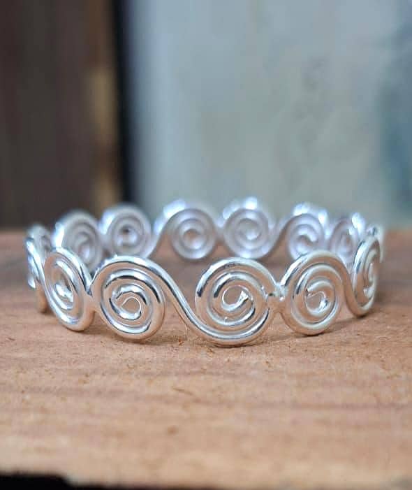 Bracciali A Spirale In Argento Per Donna: Set Da 6 Gioielli Aperti Regolabili, Punk Chic
