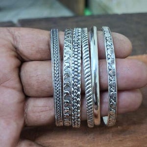 6 Set Silber Armreifen Set: Handgemachte 925 Silber Armreif Geburtstagsgeschenk Valentinstag 6 Set Armreif Sterling Silber Armreif Set