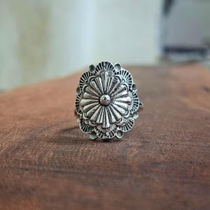 Handmade Sterling Silver Concho Ring, Shield Statement Jewelry
