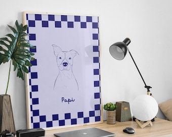 Custom Funky Pet Portrait, Retro Pet Prints Gift, ustom Pet Line Drawing, Dog Line Drawing Tattoo, Custom Pet Outline Drawing, Pet Sketch