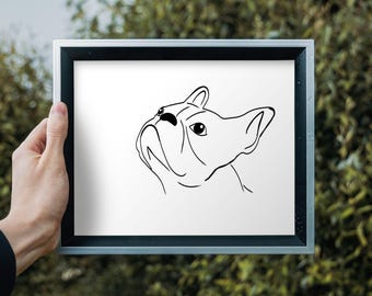 Lijntekening van een hond, lijntekening van een huisdier, lijntekening op maat, illustratie van een familieportret, gepersonaliseerd schilderij van een hond