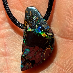 Boulder Opal Pendant, Necklace - Excellent Colors - 44 CT - Australian - Koroit -